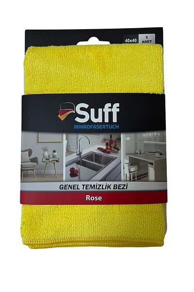 Suff Yellow Microfiber Cleaning Cloth - Rose, 40 X 40 Cm, General Purpose