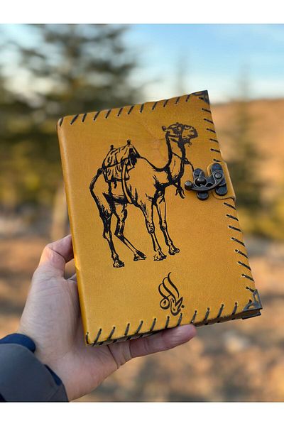 zarif atölye Caiet din piele cu design Camel Cemel