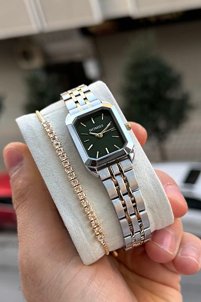 Homies Women's Wrist Watch Small Rectangular Case with Gift Box and Bracelet Gift.Hm 6431945239344