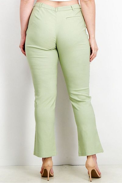 collusion Women Regular Fit Flare Leg Regular Length Plain Pants, Mint Green