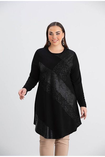 Serra Women's Crystal Fabric Black Tunic