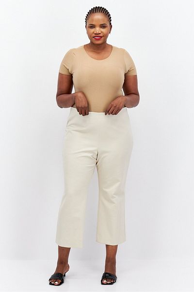 Vince Women Plus Size Plain Wide Leg Pants, Beige