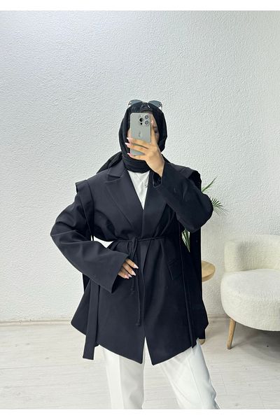lurex moda Jachetă Blazer cu curea de umăr