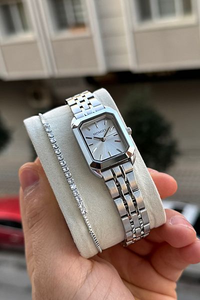 Homies Women's Wrist Watch Small Rectangular Case with Gift Box and Bracelet Gift.Hm 6431945239344