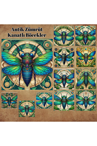 Pink Swan Craft 12 komada vintage antiknih smaragdnih krilatih insekata - nal...