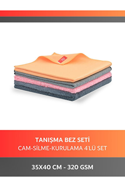 Cleanshe مجموعة قماش تنظيف فاخرة من الألياف الدقيقة مكونة من 4 قطع - 40x40