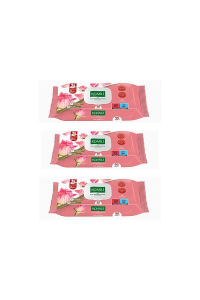 Komili 90Pcs X 3- Rose Scented Wet Towels - General Use