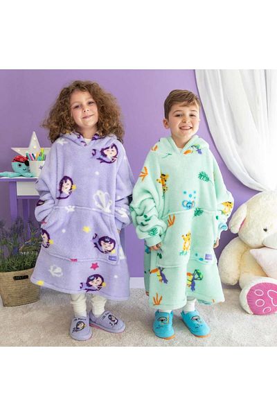 Milk & Moo Milk&moo Little Mermaid Tragbarer Decken-Hoodie Kinder Jungen Mädchen Grün, Made In Türkiye
