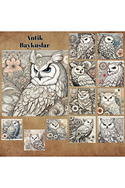 Pink Swan Craft Vintage antikvitetne sove - set od 12 komada naljepnica za al...