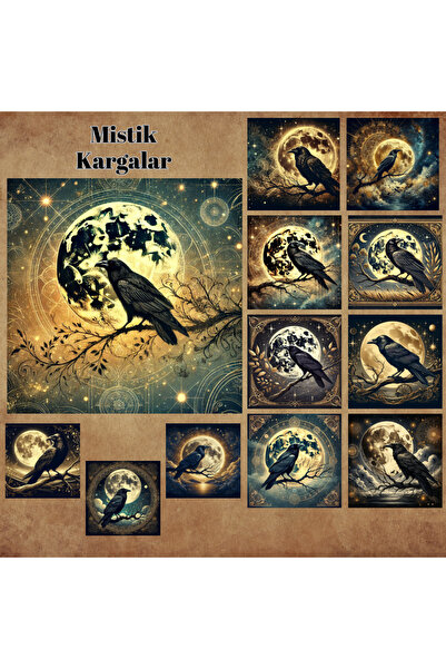 Pink Swan Craft 12 komada vintage mističnih vrana - set naljepnica za albume,...