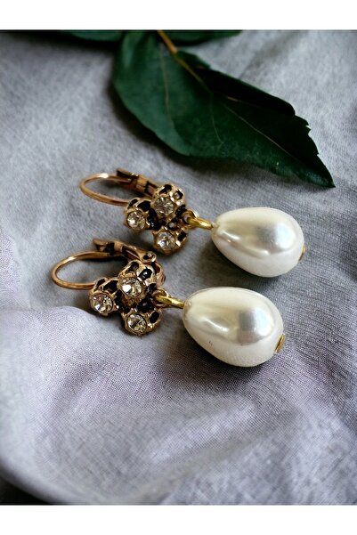 FAYRA ACCESSORIES Krisal Taşlı Inci Sallantılı Küpe