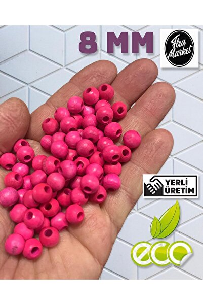 Flea Market Ekonomski paket 1 kilogram drvenih perli 8 mm - fuksija - (Srednj...