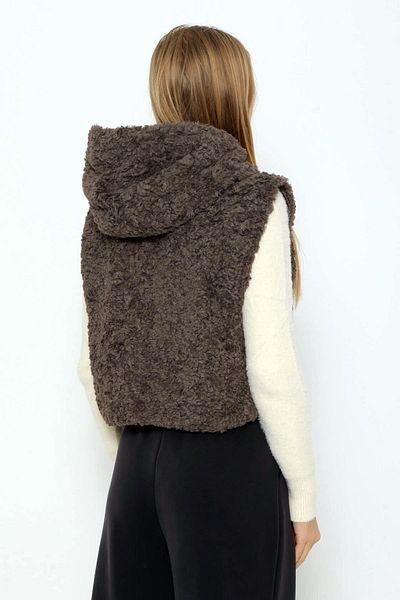 Coral Anthracite Hooded Plush Vest