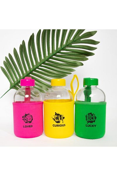 Biggdesign Moods Up Loved Glass Flask with Neoprene Cover 600 ml