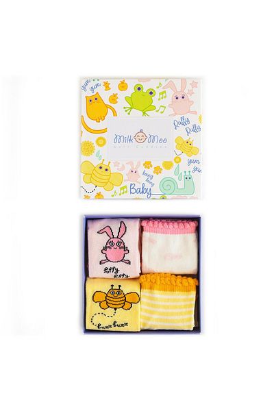 Milk & Moo Milk&moo Bebek Çorabı 4'lü Set Arı Vız Vız Ile Çançin 0-12