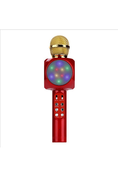 Evervox Karaoke Mikrofon Bluetooth Özellikli Çocuk Mikrofonu Karaoke Işıklı Mikrofon 1816 Kırmızı