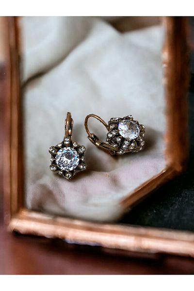 FAYRA ACCESSORIES Diamond Mounted Earrings with Crystal Stones