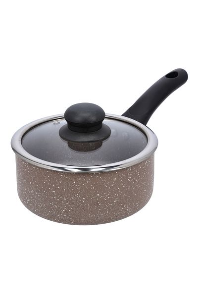 DELCASA Granite Coated Smart Cookware Set, 9Pcs, DC1577BGE 24cm Casserole+Lid, 26cm Frypan, 1pc Nylon Turner