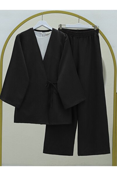 Modamorfo Široký set dvojitého povlečení se šněrováním na boku - černá