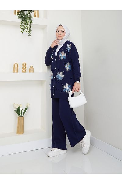 VOLT CLOTHİNG Kadın Çiçek Nakışlı Triko İkili Takım