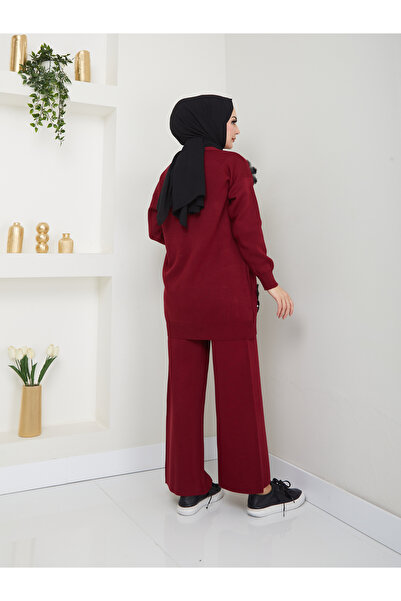 VOLT CLOTHİNG Női virágos hímzésű kötöttáru dupla készlet