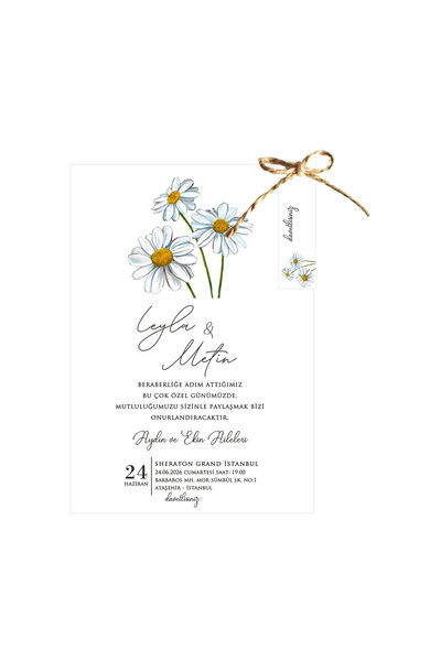 abcofis Düğün Davetiyesi Sade İpli Eko Model