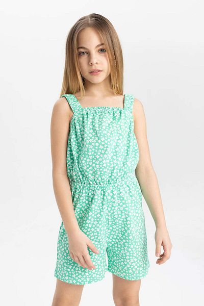 DeFacto Girl's Print Strap Short Jumpsuit B4814A8