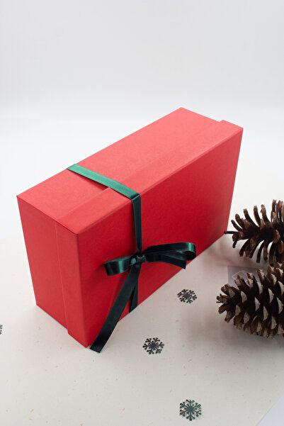 carton box Karton Siyah Kurdeleli Hediyelik Yılbaşı Kırmızı 1 Adet Sert Kutu 18x29,8x9,9 Cm