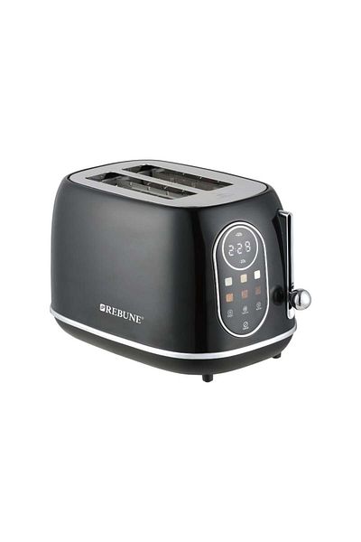 rebune Smart 2 Slice Toaster, LED Display, Reheat, Defrost, 6 Levels, 800W.