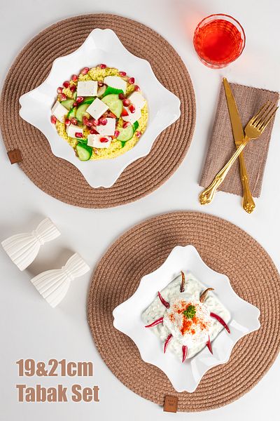 Porsima 19X21 cm Porcelain Bowl Set - 2-Piece Presentation Bowl, Breakfast Candy Bowl, Jam Sauce Bowl and Snack Bowl