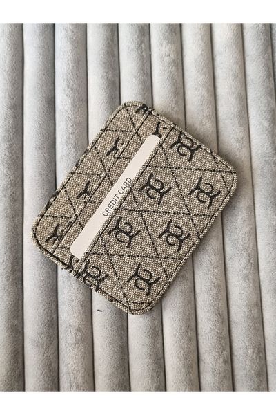 Brassito حامل بطاقات نسائي مطبوع على الوجهين بتصميم أنيق كريمي