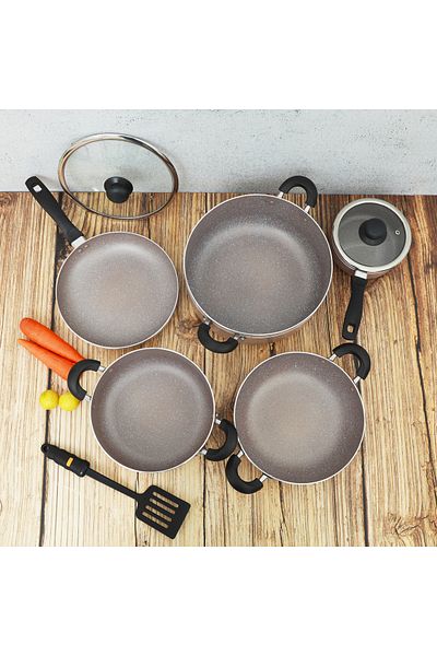DELCASA 10-Piece Non-Stick Cookware Set with Granite Coating- DC1889BGE