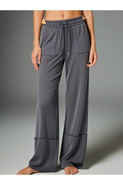 ERVA Double Kumaş Bol Paça Ters Dikiş Pantolon