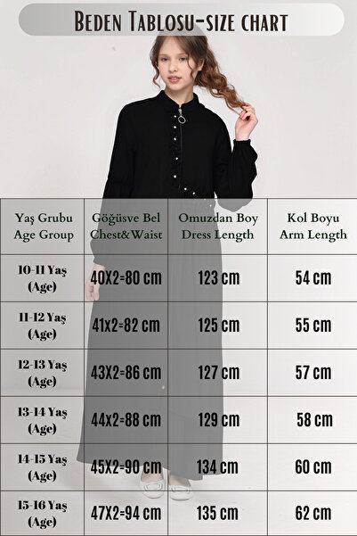 Dalikda Genç Kız Uzun Tesettür Ferace - Şık ve Rahat Kapalı Giyim Elbisesi