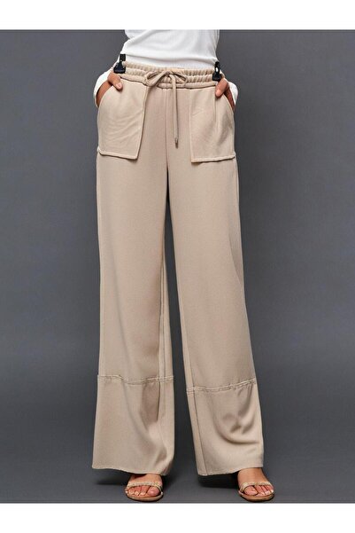 ERVA Double Kumaş Bol Paça Ters Dikiş Pantolon