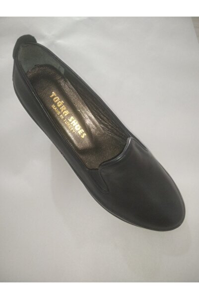 Tuğra Shoes Hakiki deri rahat siyah kadın ayakkabısı