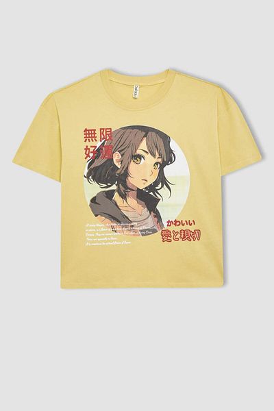 DeFacto B9549a8 Ss Girls Oversize Fit Printed Short Sleeve T-Shirt