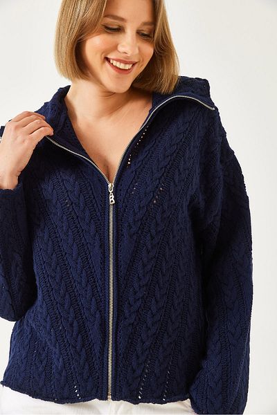 Bianco Lucci Women's Hairy Zippered Knitwear Cardigan 20247557