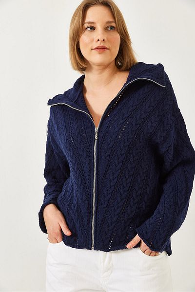 Bianco Lucci Women's Hairy Zippered Knitwear Cardigan 20247557