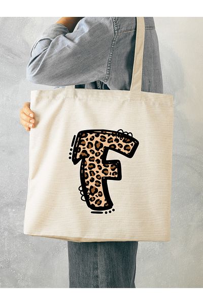 Cemira Leopard Letter F με μοτίβο, Y2 Pinterest ρετρό υφασμάτινη τσάντα τσάντα, τσάντα δώρου