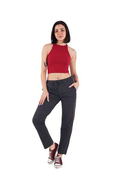 ASN concept Women's Anthracite High Waisted Side Stripe Sweatpants