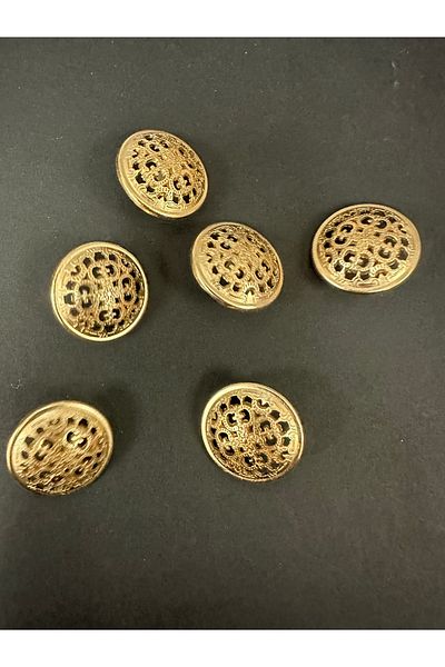 T.T Polnet Button Metal Lace Patterned Jacket Blazer Button 40 Size Set of 6