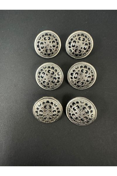 T.T Polnet Button Metal Lace Patterned Jacket Blazer Button 40 Size Set of 6