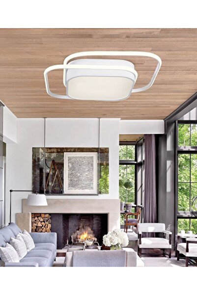 NZL Lighting İkili Kare Led Plafonyer Avize Üç Renkli Beyaz Renkli ve LED Tav...