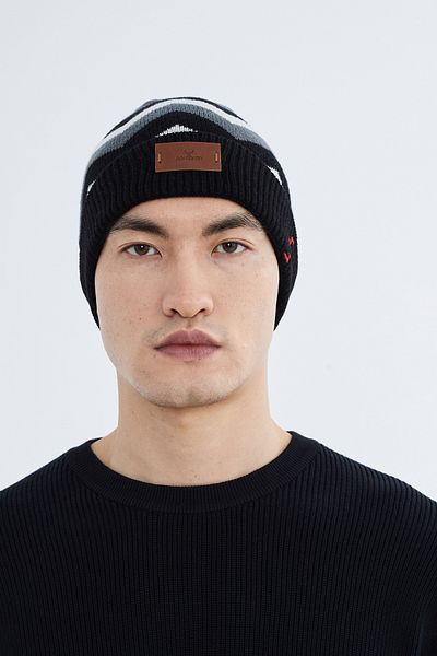 Nordbron Men's Light Gray Logo Soft Knitwear Beret - Stretchy Double Fold Winter Hlfit