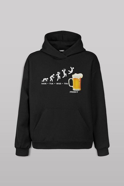 Kendim Seçtim Friday Weekend Beer Alcohol Weekend Vacation Front Printed Sweatshirt Unisex Hooded Hoodie