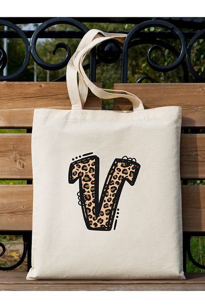 Cemira Leopard Letter V με μοτίβο, Y2 Pinterest ρετρό υφασμάτινη τσάντα τσάντα, τσάντα δώρου
