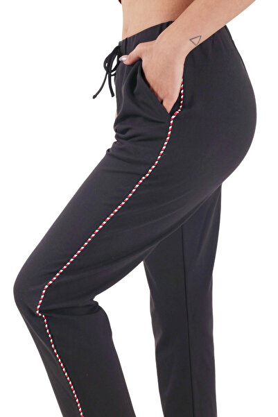 ASN concept Kadın Antrasit Yüksek Belli Yanı Şeritli Eşofman Altı