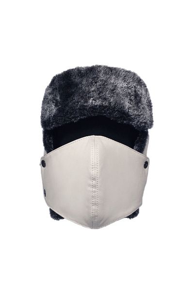 Shark Anatolia Detachable Mask Pilot Fur Hat Light Cream