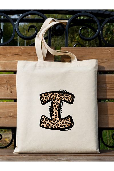 Cemira Leopard Letter I με μοτίβο, Y2 Pinterest ρετρό υφασμάτινη τσάντα τσάντα, τσάντα δώρου